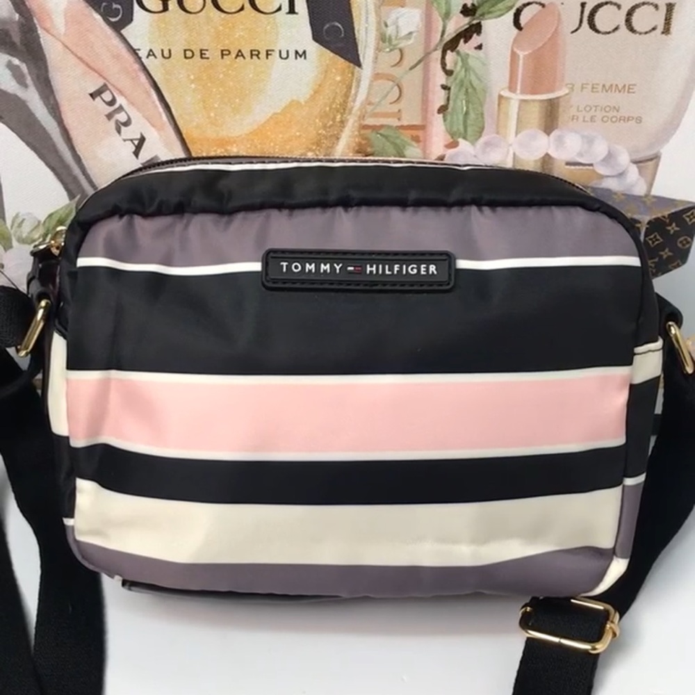 Tommy Hilfiger Striped Nylon Crossbody Belt Bag NWOT